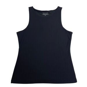 Tahari Modern Essentials Black Scoop Neck Basic Ribbed Tank Size Small